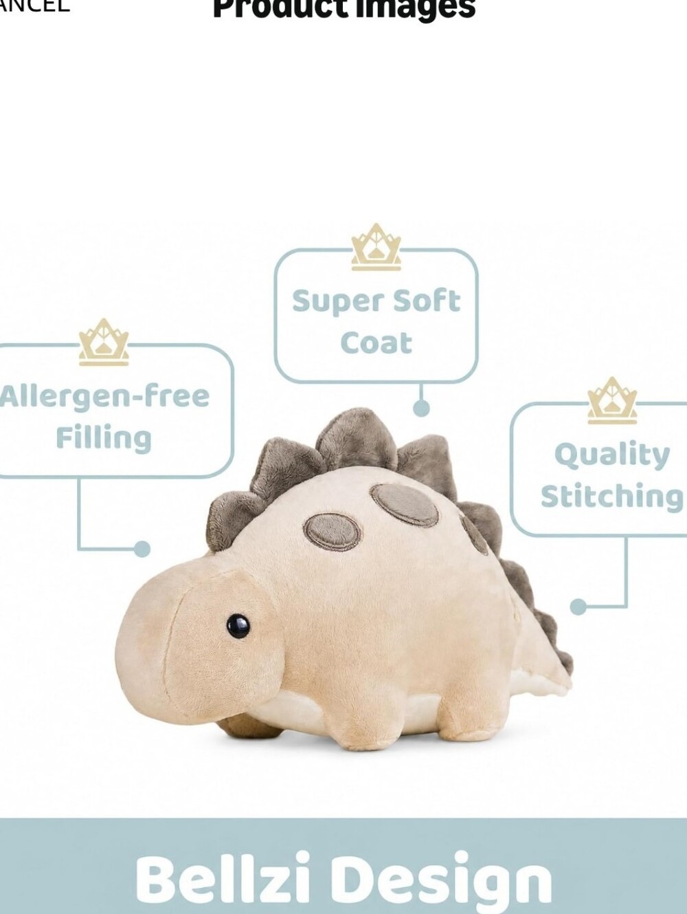 Plush Dino Duo in Tan and Cream – Cute Stuffed Dinosaurs - Picture 2 of 12